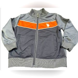 Y2K Jacket US POLO ASSN Youth Size 4 Gray Orange Zippered Unisex Track Jacket